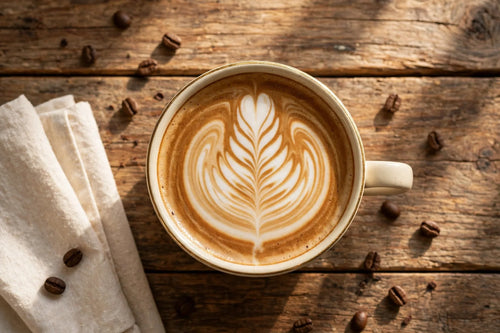 Latte with rosetta art