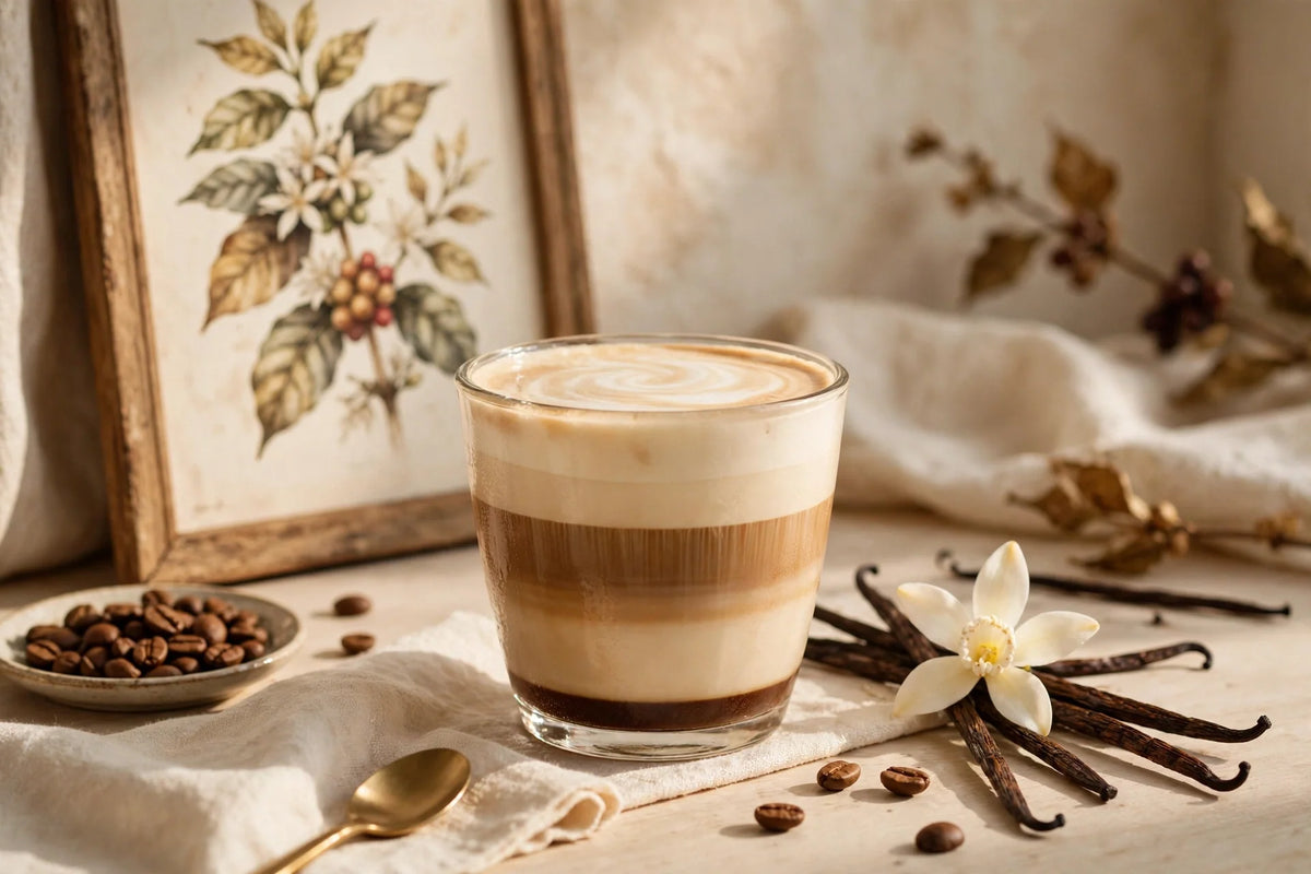 Vanilla latte with vanilla beans
